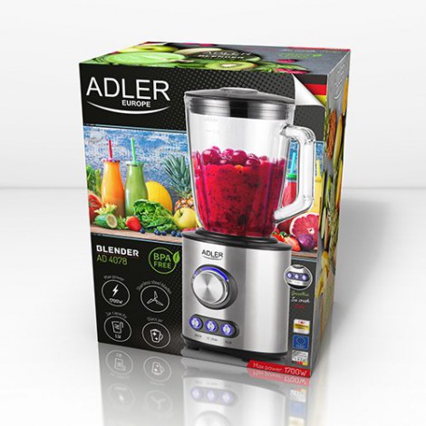 Adler | Blender | AD 4078 | Tabletop | 1700 W | Jar material Glass | Jar capacity 1.5 L | Ice crushing | Stainless steel - 2